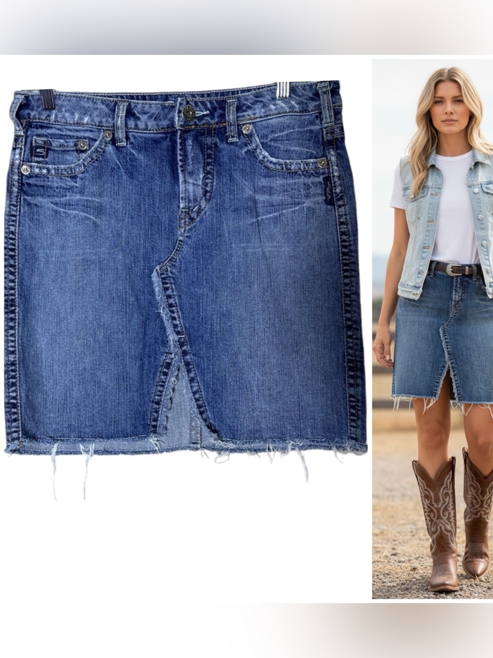 Silver Jeans Denim Distressed Jean Skirt Women's Size 29